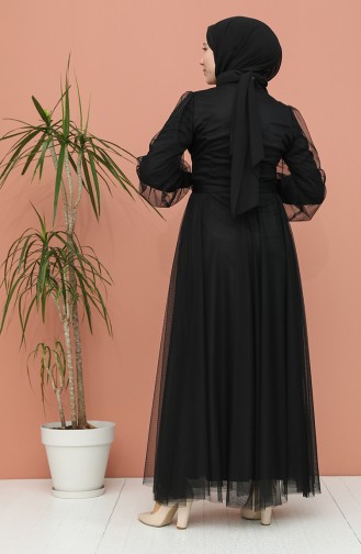 Black Hijab Evening Dress 81778-01