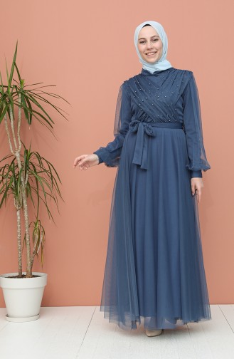 Indigo Hijab-Abendkleider 81778-02