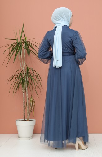 Indigo Hijab Evening Dress 81778-02