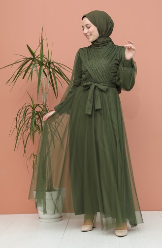 Khaki Hijab-Abendkleider 81778-03