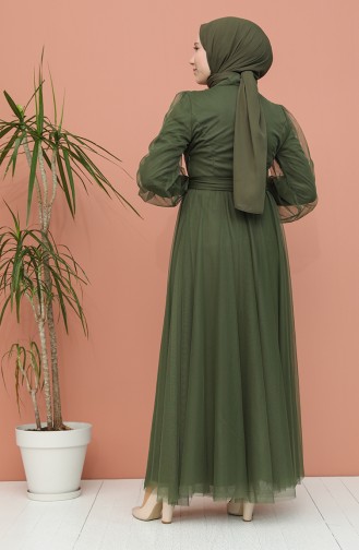 Khaki Hijab Evening Dress 81778-03