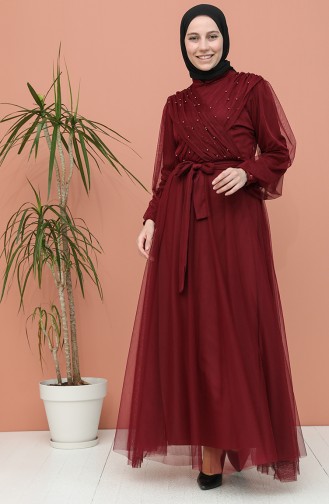 Claret red İslamitische Avondjurk 81778-04