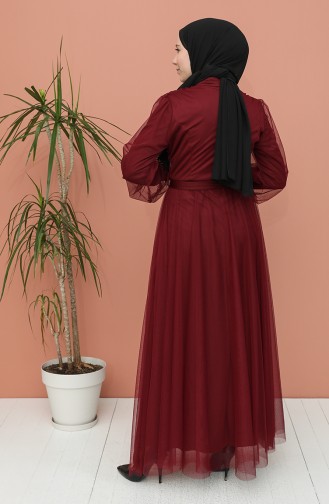Weinrot Hijab-Abendkleider 81778-04