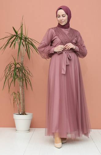 Dusty Rose Hijab Evening Dress 81778-05