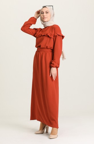 Brick Red Hijab Dress 0609-01