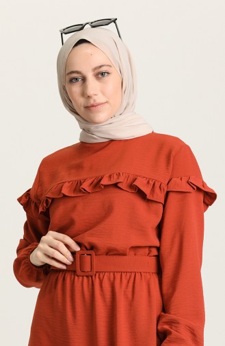 Brick Red Hijab Dress 0609-01