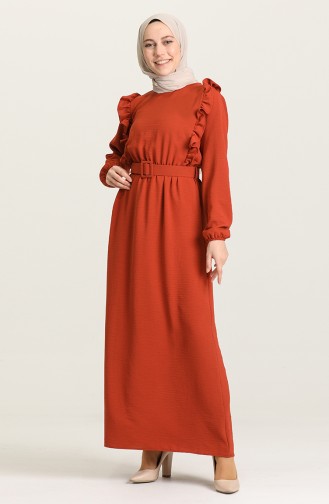 Brick Red Hijab Dress 0610-08