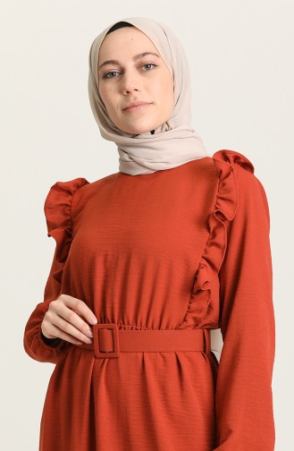 Ziegelrot Hijab Kleider 0610-08