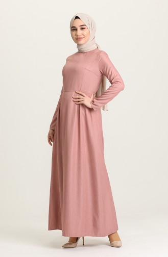 Robe Hijab Rose Pâle 3253-02