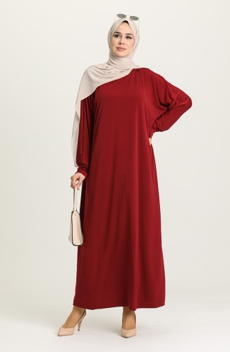Weinrot Hijab Kleider 0075-03