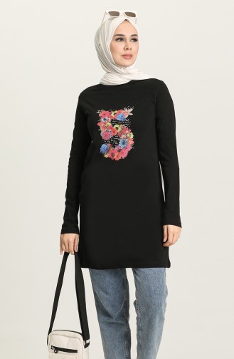 Baskılı Tunik 6024-01 Siyah