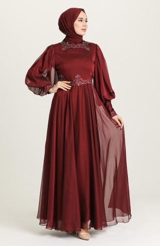 Claret red İslamitische Avondjurk 52779-05