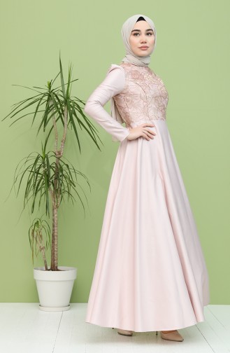 Powder Hijab Evening Dress 7279-02