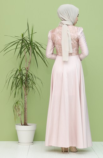 Powder Hijab Evening Dress 7279-02