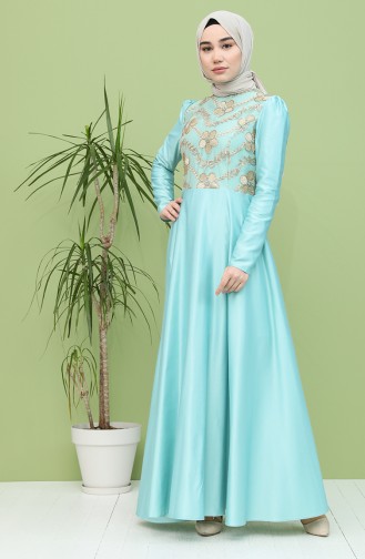 Mint green İslamitische Avondjurk 7279-03