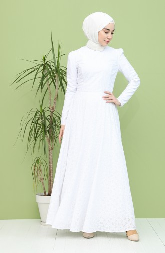 White İslamitische Avondjurk 7286-01