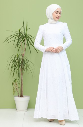 White İslamitische Avondjurk 7287-01