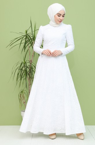 White İslamitische Avondjurk 7289-02