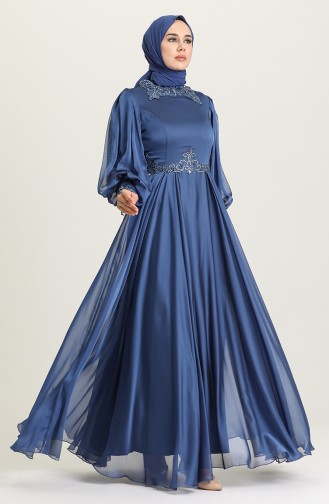 Indigo Hijab Evening Dress 52779-01