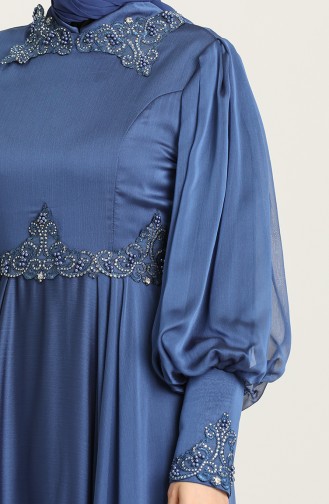 Indigo Hijab-Abendkleider 52779-01