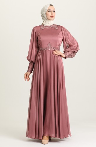 Dusty Rose Hijab Evening Dress 52779-03
