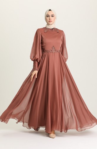 Tan Hijab Evening Dress 52779-06