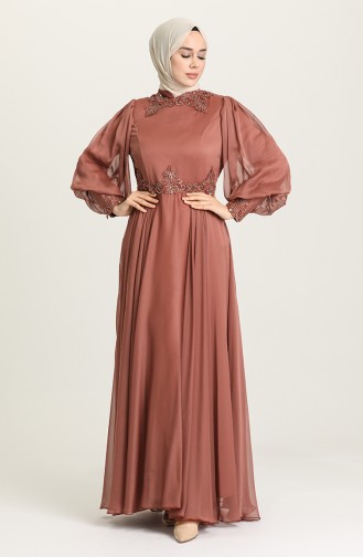 Tan Hijab Evening Dress 52779-06