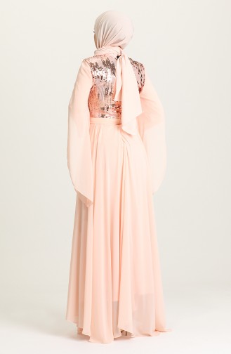 Salmon Hijab Evening Dress 0957-02