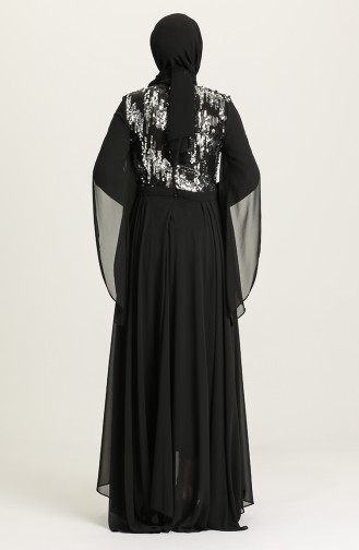 Black Hijab Evening Dress 0957-03