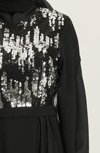 Black Hijab Evening Dress 0957-03