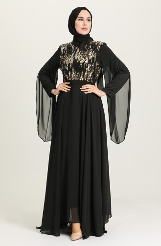 Black Hijab Evening Dress 0957-04
