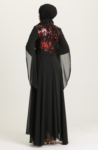 Weinrot Hijab-Abendkleider 0957-05