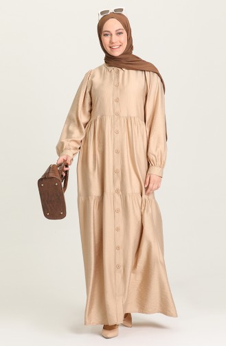 Boydan Düğmeli Elbise 21Y8313-06 Camel