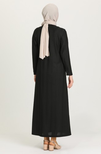 Çizgili Elbise 0421-04 Siyah