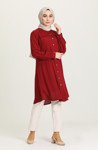 Düğmeli Tunik 1414A-01 Bordo