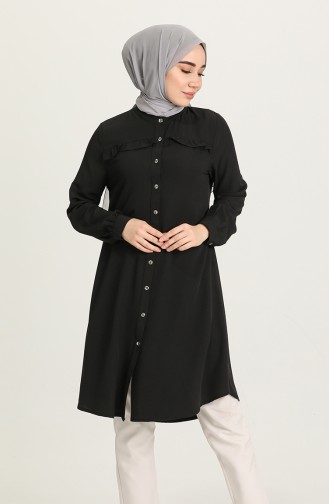 Düğmeli Tunik 1414B-01 Siyah