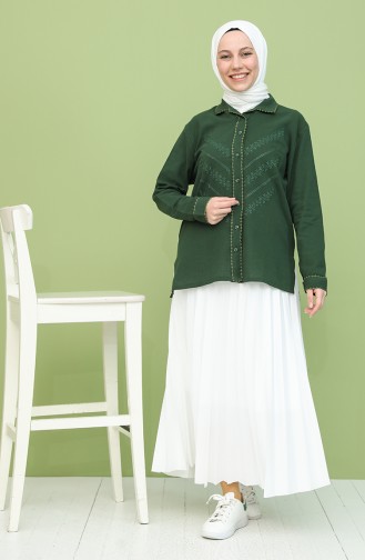 Dark Green Overhemdblouse 21211-04