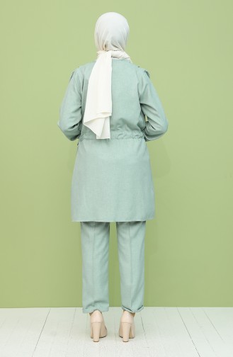 Kuşaklı Tunik Pantolon İkili Takım 2041-05 Mint Yeşili