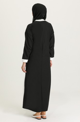 Kuşaklı Namaz Elbisesi 7600-02 Siyah