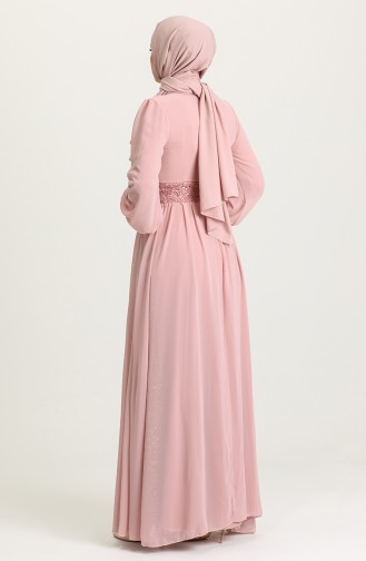 Powder Hijab Evening Dress 5408-01