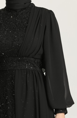Black Hijab Evening Dress 5408-02
