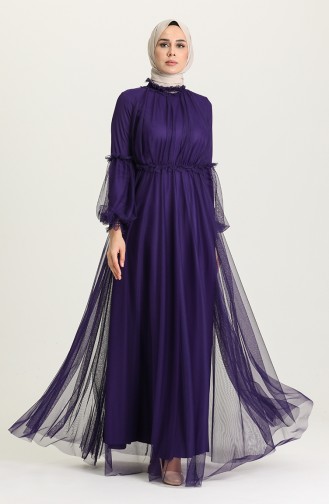 Purple Hijab Evening Dress 5474-05