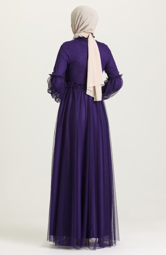 Purple Hijab Evening Dress 5474-05