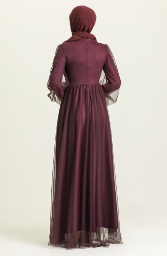 Plum Hijab Evening Dress 5478-01