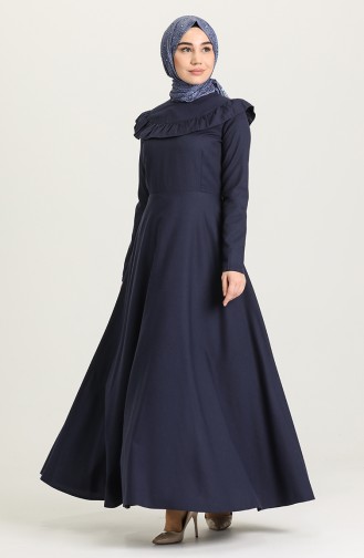 Navy Blue Hijab Dress 7280-02