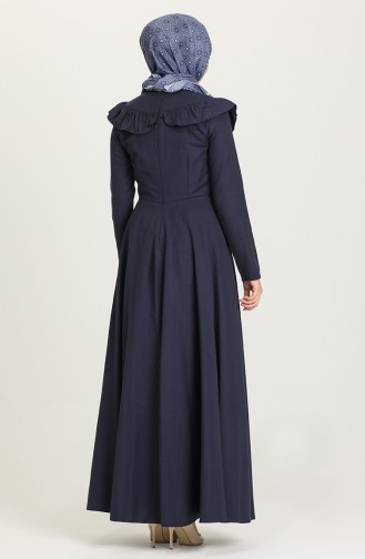Navy Blue Hijab Dress 7280-02