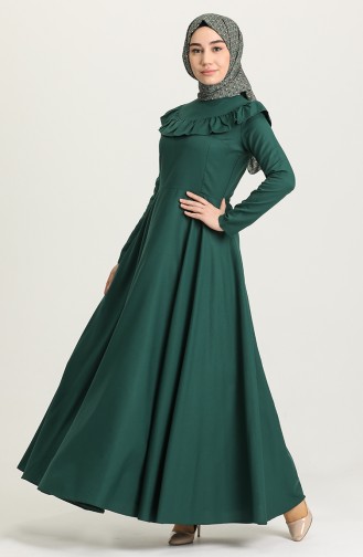 Smaragdgrün Hijab Kleider 7280-12