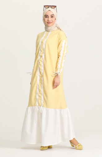 Büzgülü Elbise 20031-01 Sarı