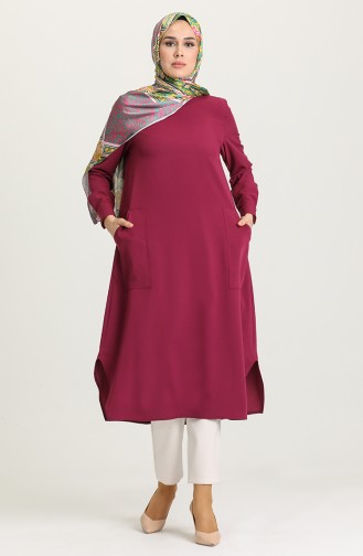 Düz Uzun Tunik 1021-04 Mürdüm