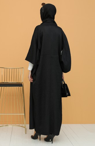 Kabartma Desenli Kimono 1062-01 Siyah